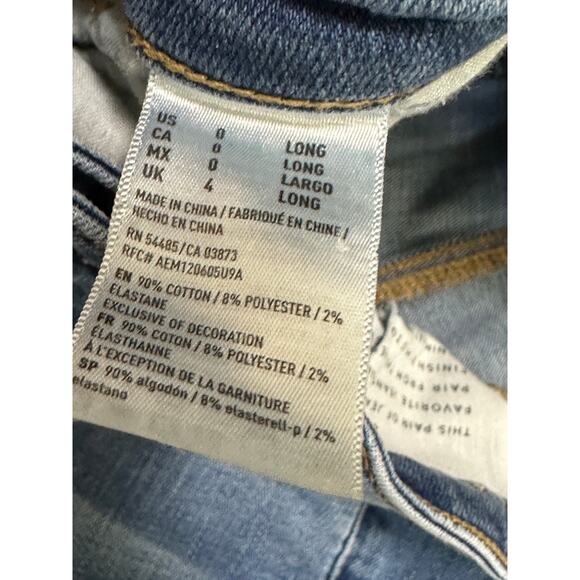 American Eagle Super Stretch X Hi-Rise Blue Denim Jeggings Women's Size 0 Long - Picture 8 of 9